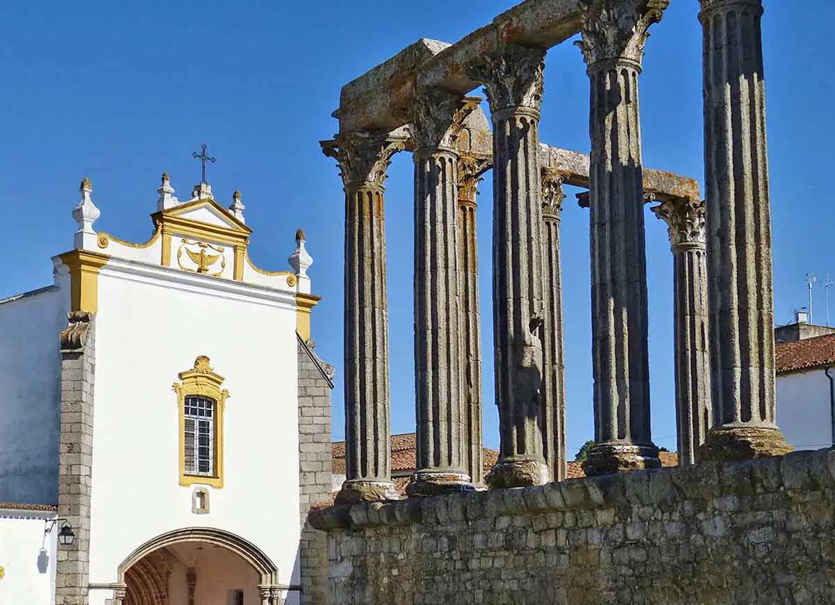 The Roman temple in Evora, Alentejo, Portugal